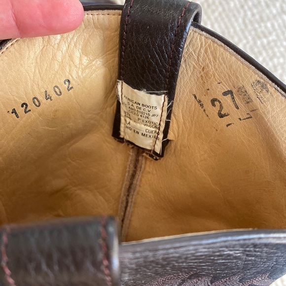 Barely Worn Eel Skin African Boots Made In Mexico Vintage Brown Leather Cowboy - Picture 6 of 17